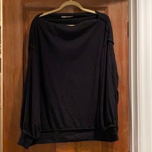 Boat neck or cowel scoop black sweater